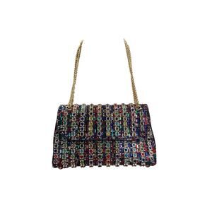 Jewel-Encrusted Evening Crossbody Clutch – Multicolor Crystal Embellishment